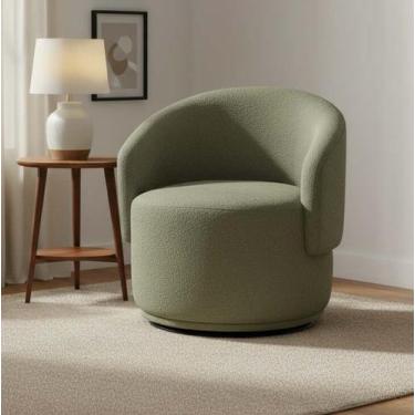 Imagem de Poltrona Decorativa Giratória Sala de Estar Recepção Jasmine Bouclé - 