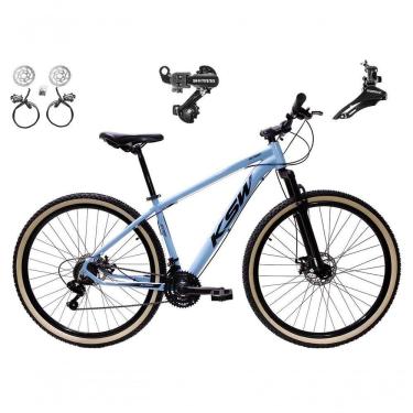 Imagem de Bicicleta Aro 29 Ksw Xlt 24v K7 Câmbios Shimano Freio Hidráulico Garfo Trava Pneu Faixa - Azul Tam.19