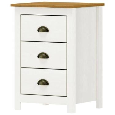 Imagem de Mesa De Cabeceira 3 Gav Madeira Maciça 46 Cm 9130 Branco Freijo Milani