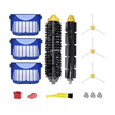 Imagem de MZY LLC Peças de reposição para aspirador de pó iRobot Roomba série 600 692 694 690 680 660 665 651 650 614 595, incluindo escova de cerdas, escova batedor flexível, filtro, escova lateral, parafuso e