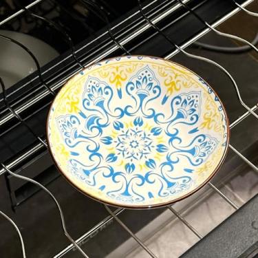 Imagem de Pratos de jantar de cerâmica boêmios, sortidos, pratos de grés com padrão boêmio, pode ir ao micro-ondas e à máquina de lavar louça para casa e cozinha