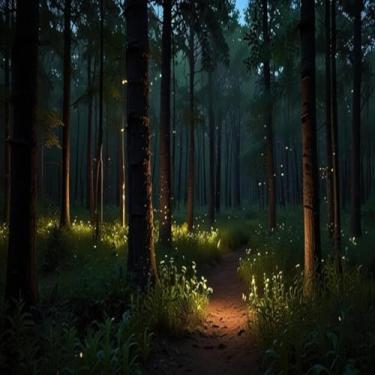 Imagem de Quadro Decorativo Estampa de Floresta com Luz Através das Árvores - Arte para Decoração de Casa e Escritório 50x50cm