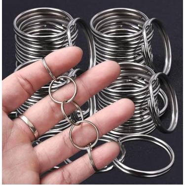 Imagem de 75 anéis de chaveiro de aço inoxidável, design plano para artesanato faça você mesmo, organização segura de chaves para uso pessoal (20 mm)