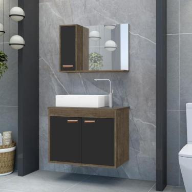 Imagem de Gabinete para Banheiro com Pia e Espelho CJ Clean 60 Avelato / Preto -