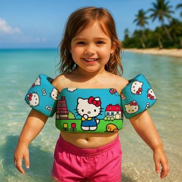 Imagem de Boia de Braço Colete Infantil para Nadar Praia Piscina Estampa Gatinha