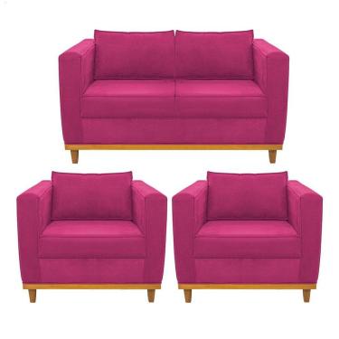 Imagem de Kit Sofá 2 Lugares 2 Poltronas Europa Suede Pink