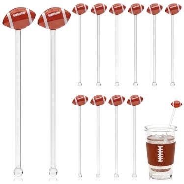 Imagem de FoldTier 12 peças de 17,8 cm de palito de futebol swizzle agitadores de bebida de vidro para café bar coquetel agitadores clube esportivo decoração para lembrancinhas de festa (futebol)