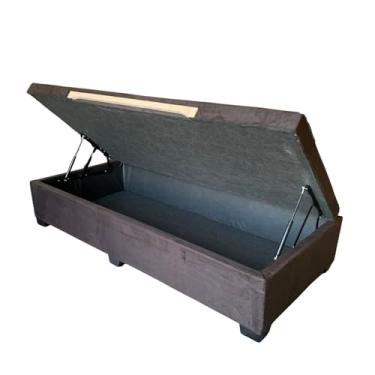 Imagem de Cama Box Baú Solteiro Suede Luxo - Imperium do Sono - Acabamento Reforçado, Amplo Espaço (188x88x44, Suede Marrom)