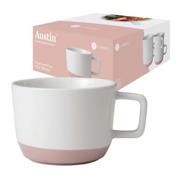 Imagem de Libbey Austin Caneca de café grande de porcelana 500 ml, conjunto de 4, rosa sal do Himalaia