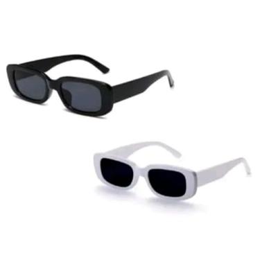 Imagem de Conjunto de óculos de sol retrô unissex, proteção UV400, adequado para uso diário, passeios na praia e festas(1branco 1preta)