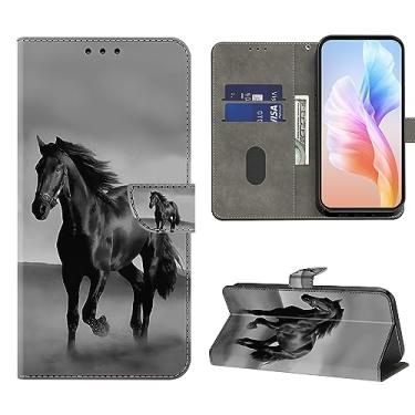 Imagem de VODEFOX Capa de celular para Google Pixel 10/10 Pro/Pixel 9/9 Pro, capa protetora de couro PU flip com suporte para cartão - Dark Horse