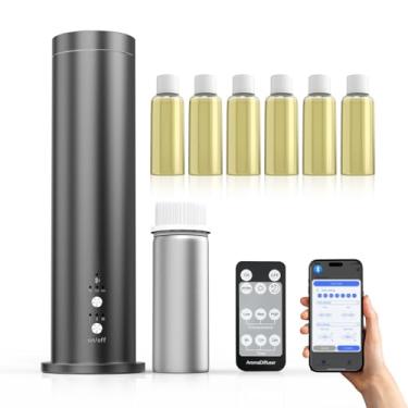 Imagem de Difusor de perfume sem água com Bluetooth - Difusor de óleo essencial de 100 ml para casa, escritório, spa - Difusor de fragrância de aromaterapia com 6 óleos essenciais incluídos, controle remoto e