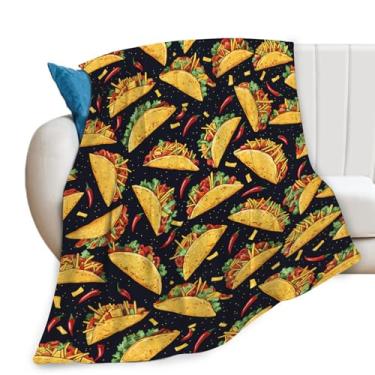Imagem de Cobertor de taco para mulheres e meninas, cobertor de flanela para amantes de taco, cobertor aconchegante de lã macio para comida presente para crianças sofá-cama 127 cm x 101 cm