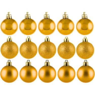 Imagem de Kit 15 bolas natalinas enfeites Para Árvores de Natal bolas 3,8 Cm (Dourada)