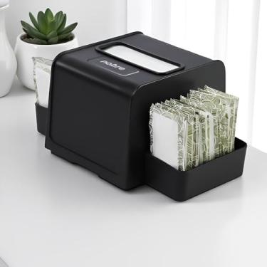 Imagem de Nobre Dispenser para Guardanapo Interfolhado com Porta-Sachê, Preto, Organizador de Mesa