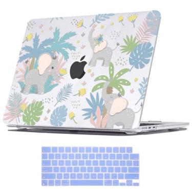 Imagem de Seanai Capa para MacBook Air de 13,5 polegadas M4 2025 2024 2023 2022 versão A3113 A2681 A3240, capa rígida de plástico e capa de teclado para Mac M3 M2 Air 13 polegadas, elefante