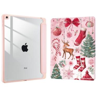Imagem de Joyland Padrão de Natal para iPad 6ª/5ª geração de 9,7 polegadas 2018/2017, capa para iPad Air 2/Air 1, suporte de lápis embutido com capa à prova de choque, capa traseira transparente, despertar