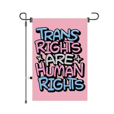 Imagem de Orgulho Transgênero Rainbow Flag Trans Rights Human Garden Flag 30 x 45 centímetros para decoração de pátio para casa, quintal, férias