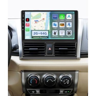 Imagem de Rádio estéreo 2G + 64G para Toyota Vios Yaris 2013 2014 2015 2016, sem fio, Android Auto, tela sensível ao toque de 10 polegadas, rádio veicular/Bluetooth/GPS/FM RDS/EQ/WiFi/EQ