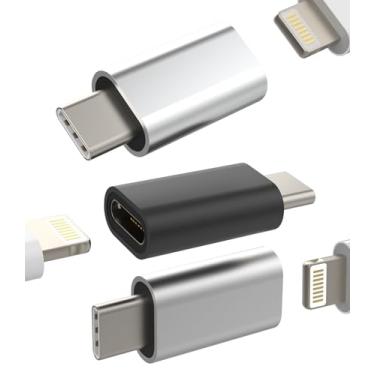 Imagem de Tipo C para Lightning fêmea (pacote com 3) USB C Jack Macho Acessórios Carregador Cabo Conversor para Apple para iPhone 15 Pro Max Plus para iPad 10 Air4/5 Compatível com Adaptador Samsung Conversor