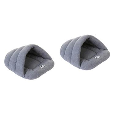 Imagem de 2PCs Cozy Plush Cat Cave Tent Bed & Dog Bed, Self Warming Pet Bed Washable Portable Cotton Sleeping Bag for Indoors Cats and Puppy