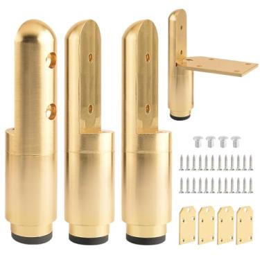 Imagem de funifiti Conjunto de 4 Pernas para Móveis Armários de Metal Ajustáveis Pés Dourados de 5 a 6 cm Pernas de Mesa de Noite Pernas de Mesa de Cômoda Pés Base de Mesa de Centro Suporte em Forma de L