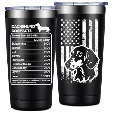 Imagem de Loecuxe Dachshund Presentes para mulheres, homens - Presentes de cachorro Weiner para mulheres - Dachshund Dog Facts Copo copo 590 ml