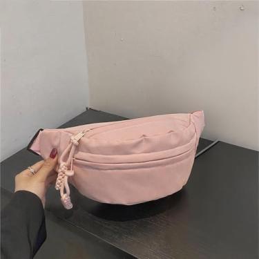 Imagem de Pochete transversal de nylon para mulheres e homens, bolsa de cintura moderna com alça de ombro ajustável para caminhadas, corridas, viagens, rosa, Rosa