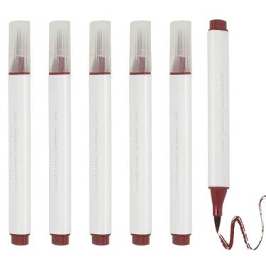 Imagem de PATIKIL Caneta de aquarela de arte, 6 peças, caneta de aquarela triangular de ponta macia para escritório, artesanato, álbuns, escrita, diário, desenho, caligrafia, rosa escura, vermelho