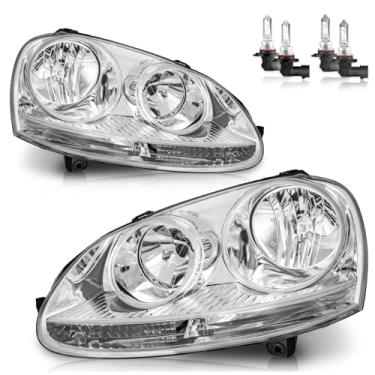 Imagem de Vizotae Faróis para VW Jetta Sedan/06-09 Volkswagen GTI/Coelho/09 VW Wagon 2005-2010, farol alto/baixo com lâmpadas, não serve para XENON/HID