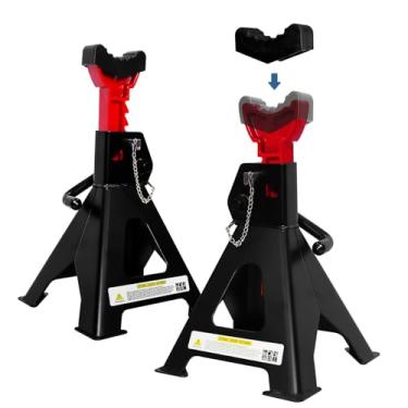 Imagem de FITHOIST Suporte de macaco de 3 toneladas resistente (capacidade de 3 kg), suporte de macaco de carro para caminhões com trava de pino duplo e almofadas de borracha, 28,5 a 42 cm ajustável para