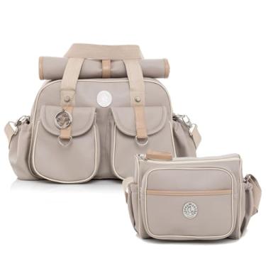 Imagem de Kit Bolsa Maternidade Grande + Frasqueira Maternidade Lequiqui Florence Cinza claro