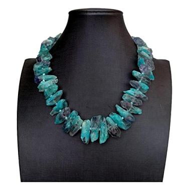 Imagem de Acessórios de moda Ametista roxa azul bruta bruta contas centro perfurado colar de corte de cristal áspero 45,7 cm