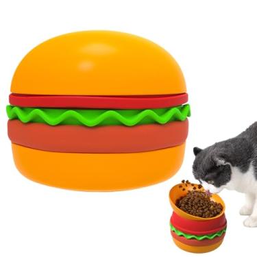 Imagem de Alimentador lento para gatos – Tigelas de comida de cachorro, design de hambúrguer, prato de quebra-cabeça 5 em 1, dispensador de guloseimas, brinquedo de brinquedo, parada de inchaço, antiderrapante