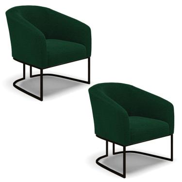 Imagem de Cadeira Sala De Jantar Industrial Preto Kit 2 Stella Bouclê D03 - D'rossi Cor Verde