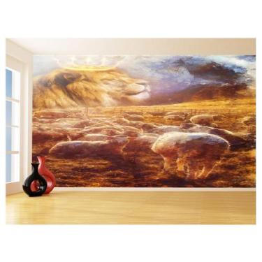 Imagem de Papel De Parede 3D Religioso Leão Rebanho Coroa 3,5M Rl99 - Você Decor