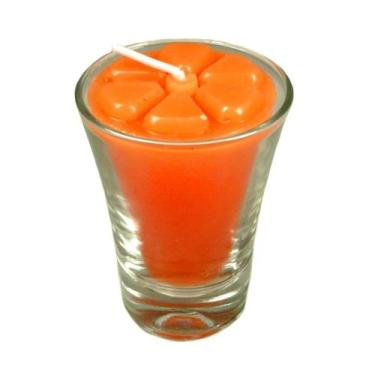 Imagem de Kit 15 velas laranja 7 cm no copinho 12 h decoração festa - Velitas (r