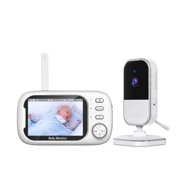 Imagem de Babá Eletrônica para Bebês com Tela LCD de 3.5", Câmera Infravermelha 10M, Visão Noturna, Áudio Bidirecional, Monitoramento de Temperatura, Detecção de Som VOX, Ideal para Quartos e Berços