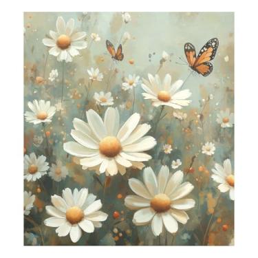 Imagem de Blueangle Aquarela Prado Margaridas Capa de Ímã para Lava-louças, Decoração Frontal de Lava-Louça, Decalques de Armário Doméstico, Adesivos Eletrodomésticos, 58 cm C x 66 cm Adesivo Magnético