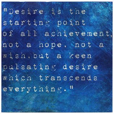 Imagem de Empire Art Direct Arte de parede com palavras e citações Desire impressa em vidro temperado com folha de prata pronta para pendurar, sala de estar, quarto e escritório, 61 x 61 x 0,5 cm, azul