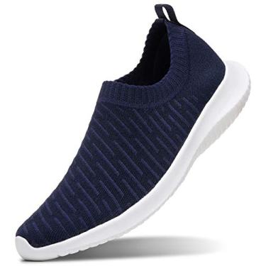 Imagem de MAIITRIP Tênis feminino confortável elástico sem cadarço leve antiderrapante para outono (tamanho: 34-43), Azul-marinho, 34