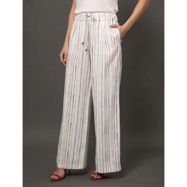 Imagem de Calça Feminina Wide Leg Listra Irregular Calvin Klein-Feminino