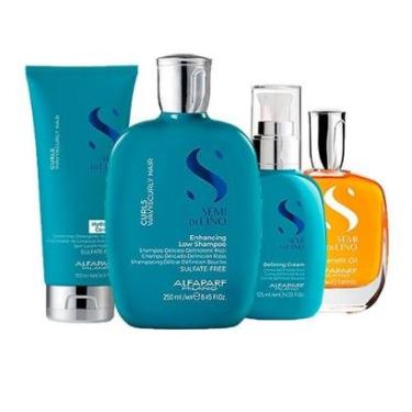 Imagem de Kit Alfaparf Milano Pro Semi Di Lino Curls - Shampoo e Condicionador e Creme e Óleo Multi-Benefícios-Unissex