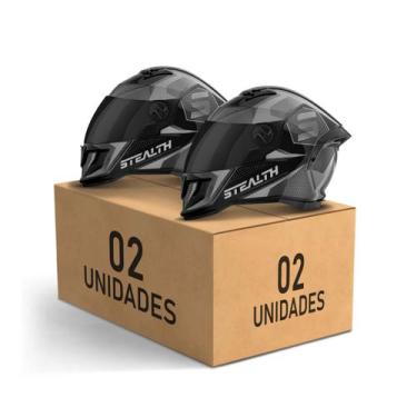 Imagem de Kit 2 Capacete Fechado Stealth Concept Brilhante Viseira Fumê Pro Tork