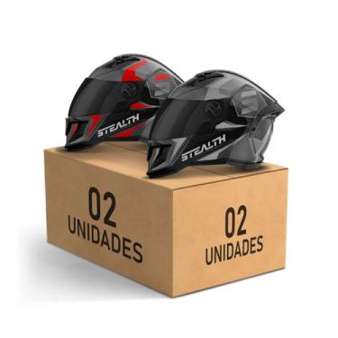 Imagem de Kit 2 Capacete Fechado Stealth Concept Brilhante Viseira Fumê Pro Tork