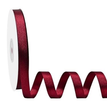 Imagem de Simplegoal Fita de cetim tinto vinho dupla face 9,5 mm x 50 metros poliéster vinho vermelho fitas para embrulho de presente fita de tecido para artesanato buquê de flores artes de costura, decoração