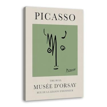 Imagem de Impressão em tela verde sálvia Pablo Picasso animais esboço arte de parede gato cão pássaro cavalo impressão linha abstrata desenho pôsteres para quarto casa escritório decoração (SKU11,30,5x40.6 cm =