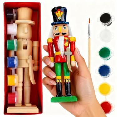 Imagem de FOMIYES 1 conjunto de bonecos de quebra-nozes de madeira inacabados em branco sem pintura Quebra-Nozes Fantoche DIY Quebra-Nozes Soldado Artesanato de Natal Decoração Fantoche