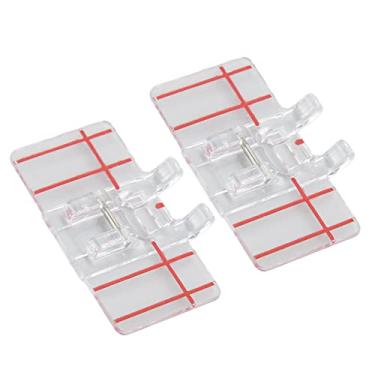 Imagem de KIMISS 2 Peças Calcador de Ponto Paralelo-acessórios de Costura Transparentes para Costura de Precisão Com Função Auxiliar e Resistência Ao Desgaste