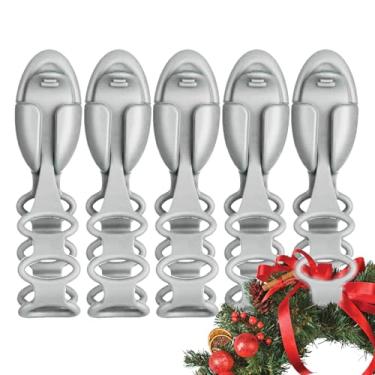 Imagem de Ganchos de parede adesivos, cabides para lareira | Gancho extensível para luz de Natal - Conjunto de 6 cabides multifuncionais para meias, tiras adesivas removíveis para guirlanda de Natal,